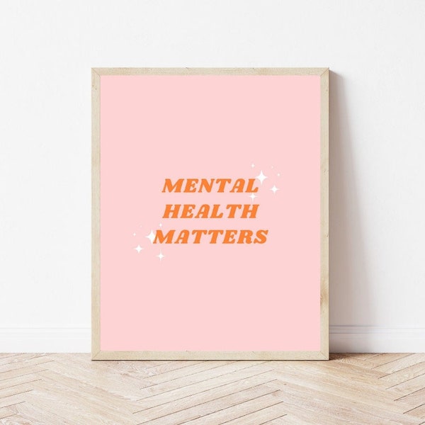 Mental Health Matters, Digital Download Print, Poster Print, Retro Wall Art, Wall Art, Downloadable Prints, Mental Health Art