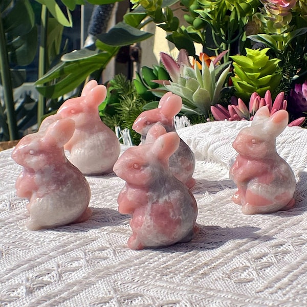 Pink opal rabbit,Crystal rabbit,Crystal animal,Home Decoration,Mineral Specimen,Reiki healing,Crystal Gifts 1pc