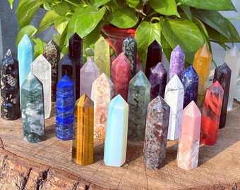 3"+ Natural Mixed quartz Obelisk,Quartz Crystal Wand Piont,Crystal Tower,Mineral specimen,crystal Decoration,Reiki healing,Crystal Gifts 1PC