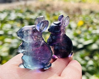 1PC 1.7" Natural Fluorite Rabbit,Quartz Rabbit,Mini Rabbit,Crystal Heal,Crystal Pendants,Crystal jewelry,Crystal skull,Crystal Gifts