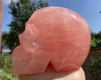 4''Natural Rose Quartz Skull,Crystal Skull Carving,Crystal Skull Model,Home Decoration,Crystal Gifts,Reiki Healing,Crystal chakra 1PC