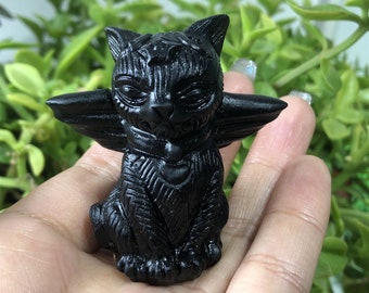 1pc Natural obsidian Demon cat,Quartz Crystal cat,Crystal animal,Home Decoration,Crystal Gifts,Reiki Healing,Crystal chakra