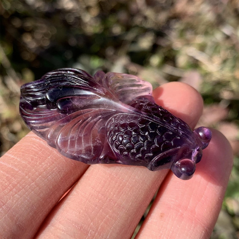 1PC Natural Fluorite goldfish,Quartz crystal goldfish,Crystal gifts,crystal healing,Fluorite pendant,energy crystal,Crystal collection