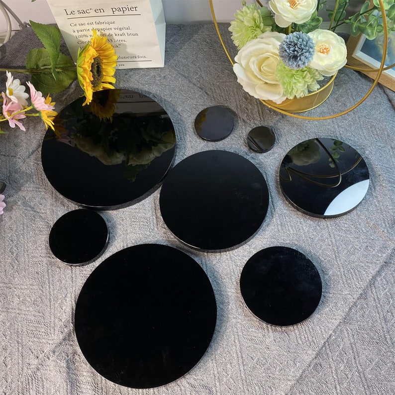 Crystal Scrying Mirror,Obsidian Mirror,Obsidian Wafer,Black Obsidian Mirror,Crystal Mirror,Home Decoration,Crystal Gifts,Reiki healing 1pc image 10