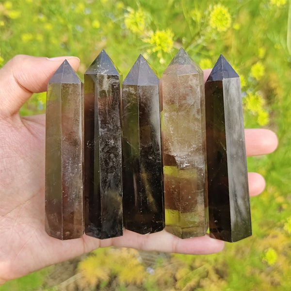 70g Natural Smoky quartz Obelisk,Quartz Crystal Wand Piont,Crystal Tower,Mineral specimens,crystal Decoration,Crystal Gifts