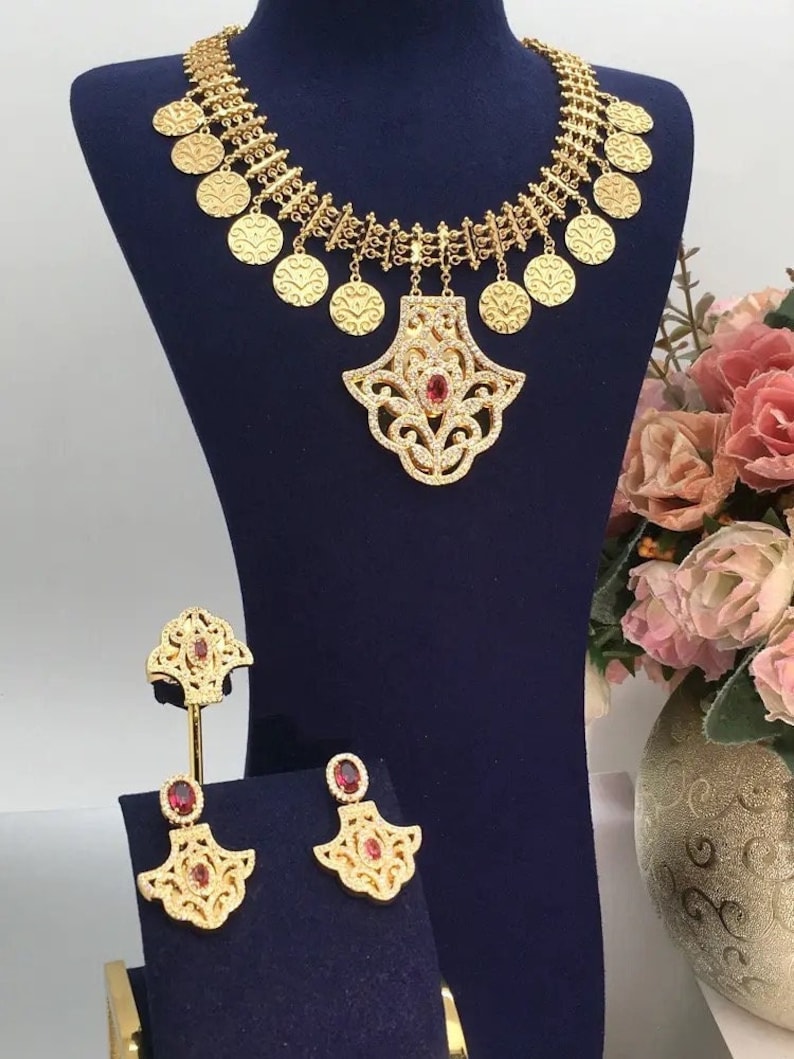 21K Gold Plated Necklace Dubai Gold Emirate Gold Arabic Etsy