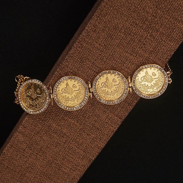 VOGA Collection 18K Gold Electroform Torchon Genuine Lira Coin Ring