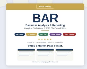 BAR CPA Exam Study Guide 2026 | Business Analysis & Reporting | Instant PDF Download