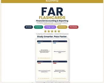 FAR CPA Exam Flashcards 2026 | Printable Study Cards | Financial Accounting & Reporting | Digital Download |