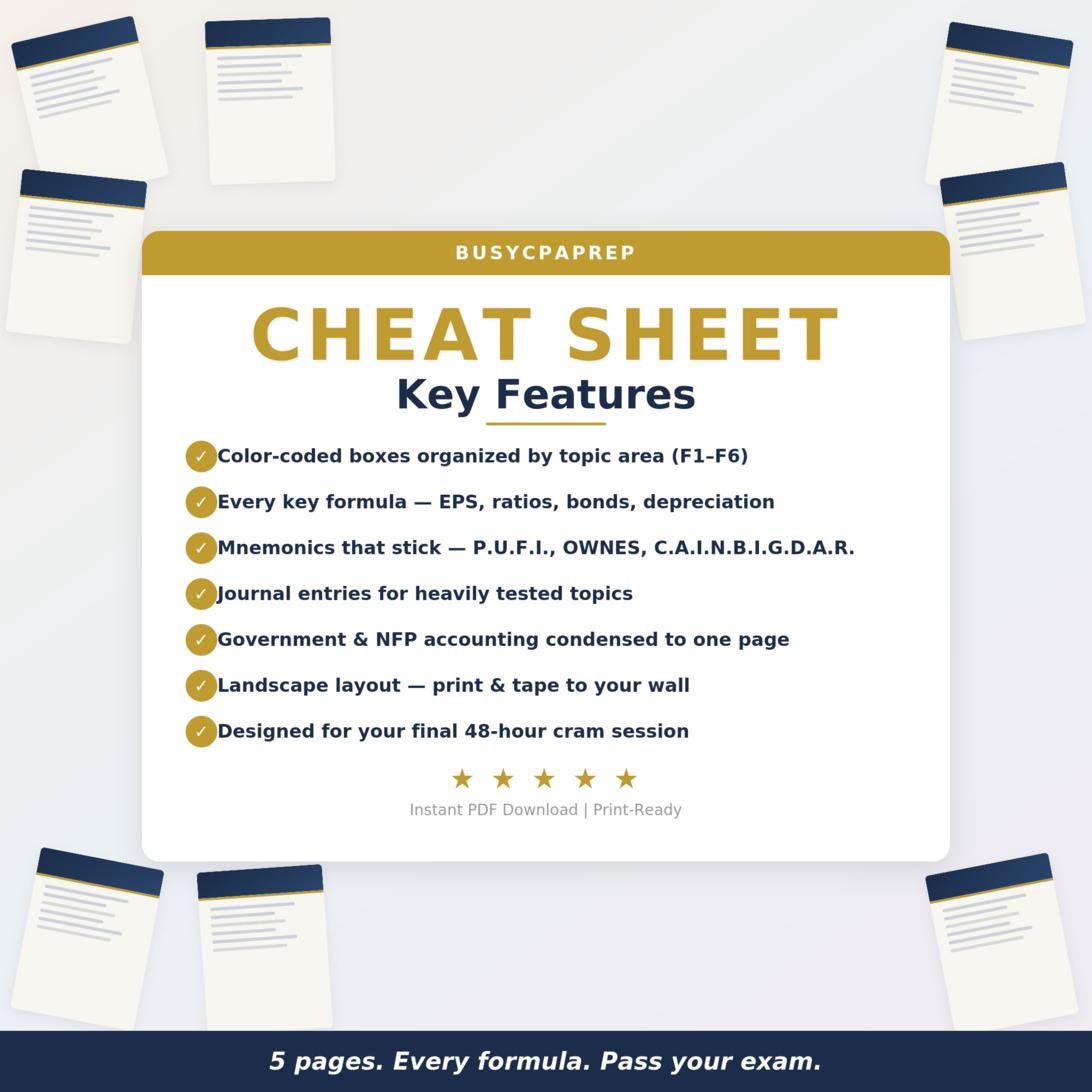 FAR CPA Exam Cheat Sheet | Financial Accounting Reporting 2026 (digital ...