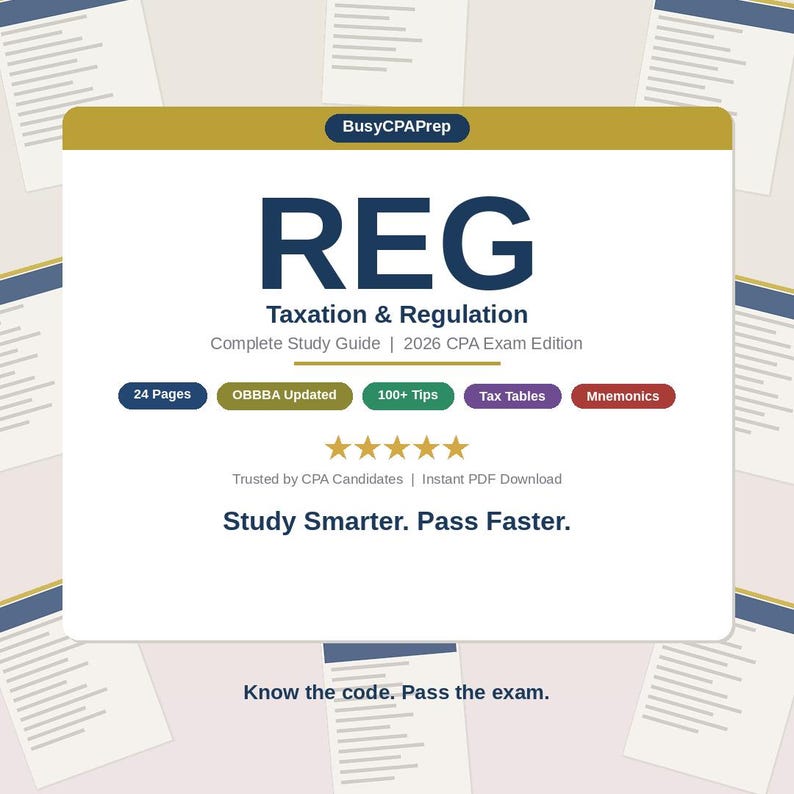 CPA Exam REG Study Guide | Taxation & Regulation Prep 2026 (PDF ...