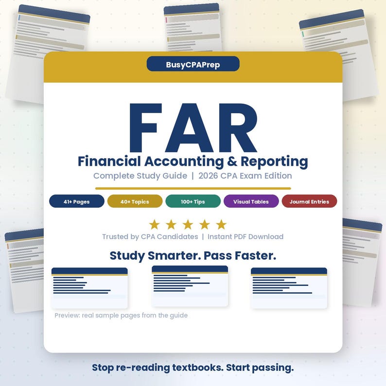 CPA Exam FAR Study Guide | Financial Accounting Exam Prep (printable ...