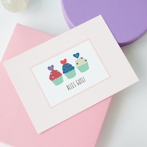 Geburtstagskarte 01 | Karte Geburtstag | Glückwunschkarte | Postkarte | Cupcakes