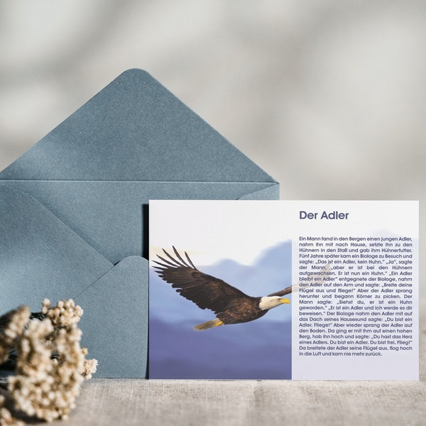 Geschichtenkarte Postkarte Adler Achtsamkeit Sprüche Zitat Geschichte Geschenk