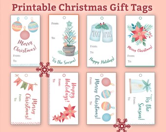 DIGITAL FILE - Printable Christmas Gift Fill in the Blank Name Tags (DIY)  set of 8 | Christmas Gift Tags | Holiday Gift Tag | Blank Tags