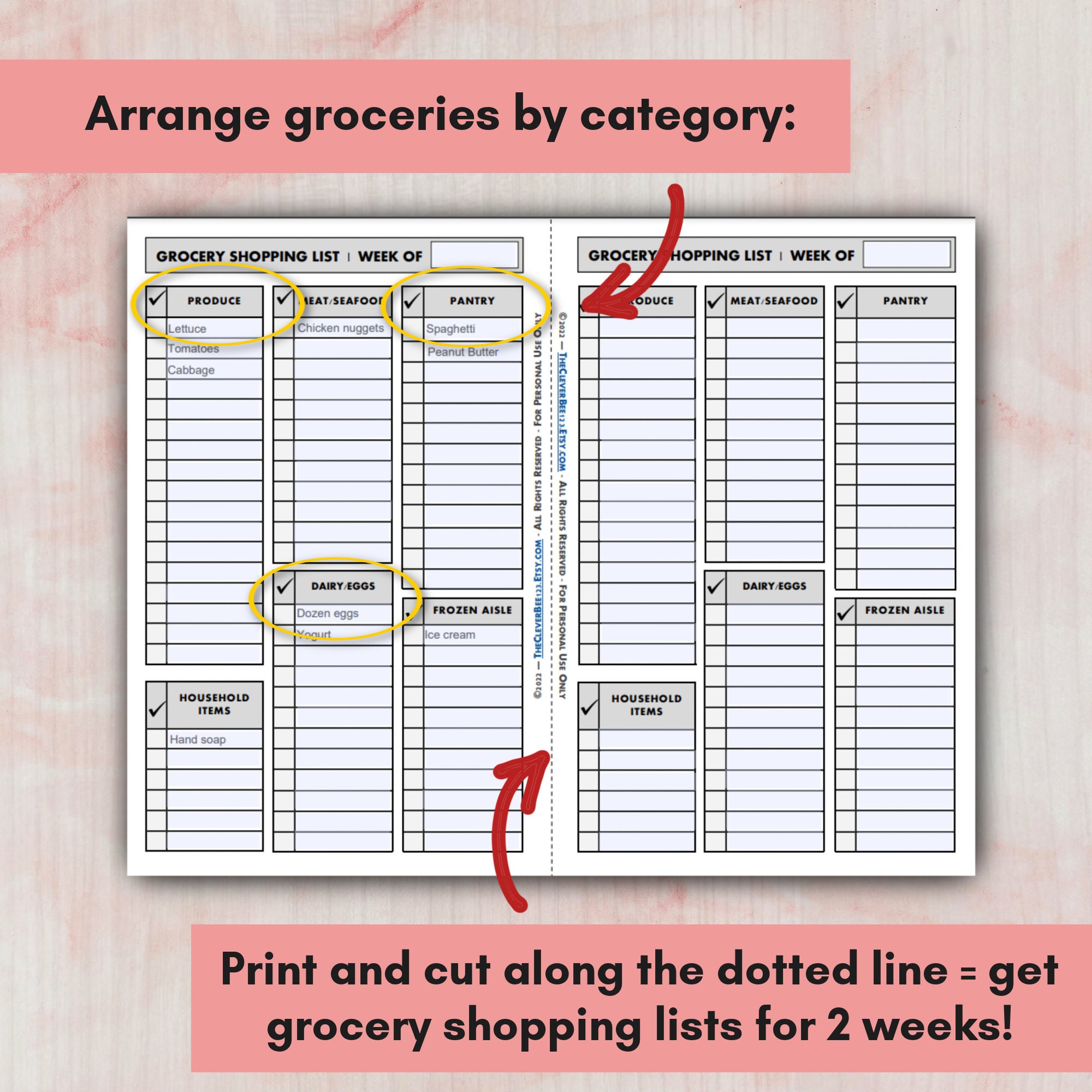 EDITABLE Meal Planner and Grocery Shopping List PDF, Printable Meal