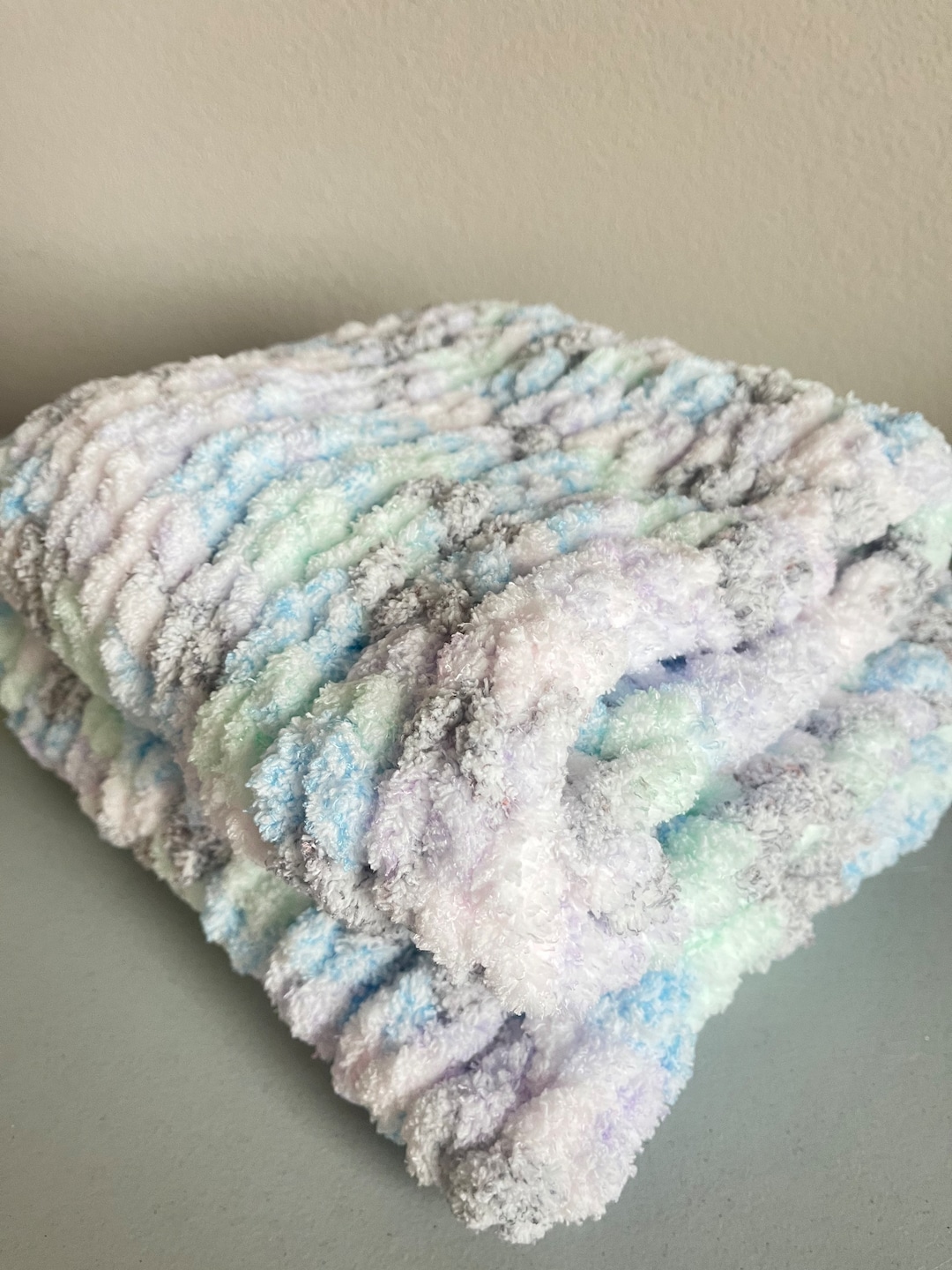 Chunky Knit Baby Blanket Handmade Super Soft and Comfy Chenille Baby