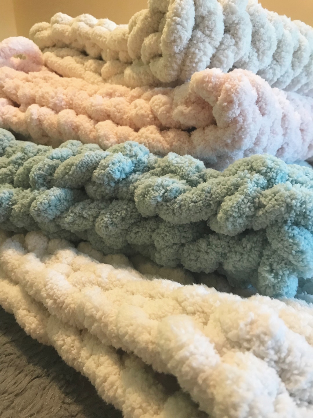 Chunky Knit Baby Blanket Handmade Super Soft and Comfy Chenille Baby