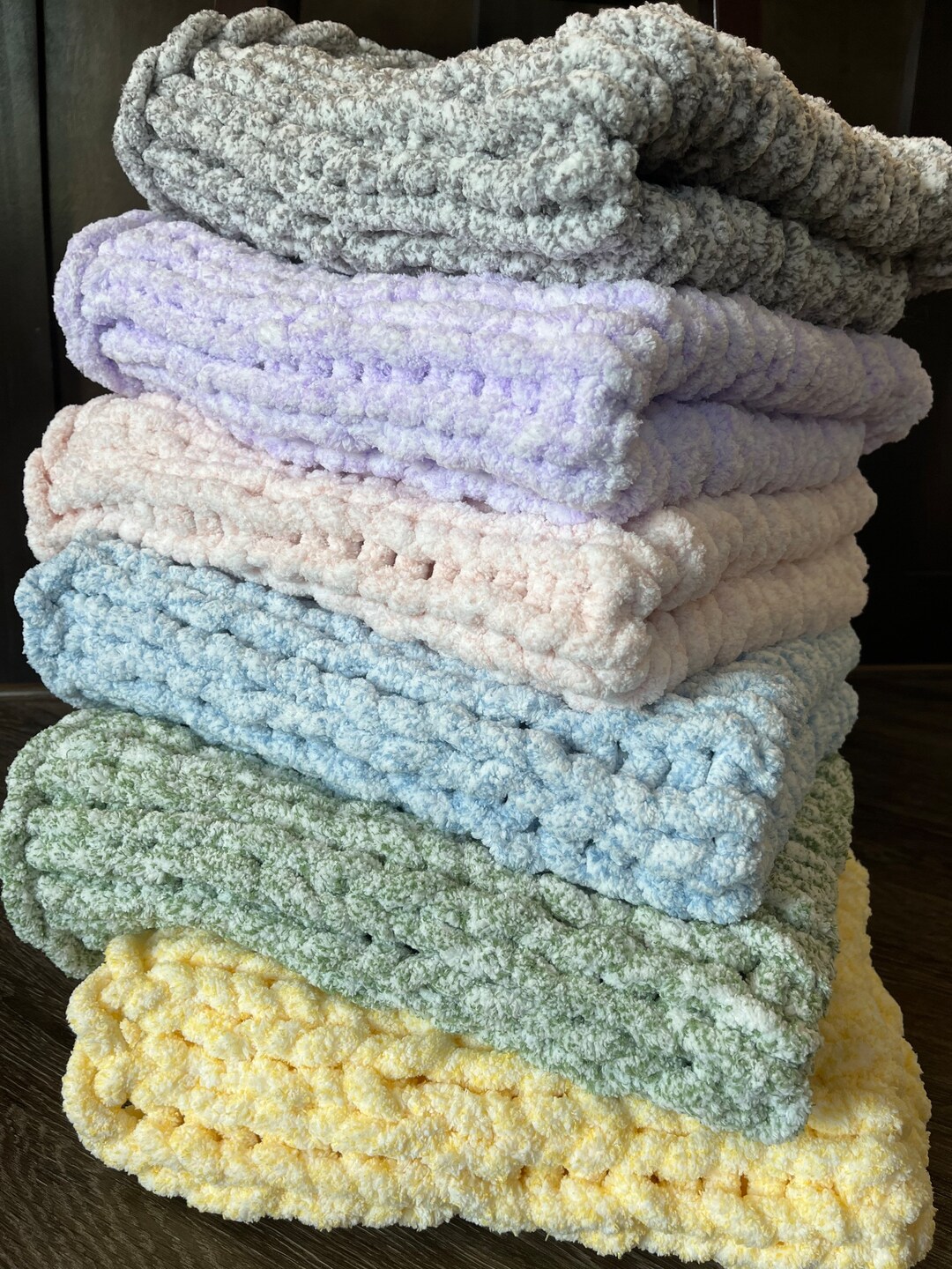Chunky Knit Baby Blanket Handmade Super Soft and Comfy Chenille Baby