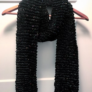 Black tweed knitted scarf | Handmade | gift ideas | winter scarves | winter accessories | ready to ship