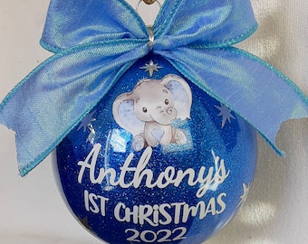 Baby's First Christmas Elephant Ornament Baby elephant 2nd Christmas ornament - Elephant Baby Christmas 1st Christmas Ornament