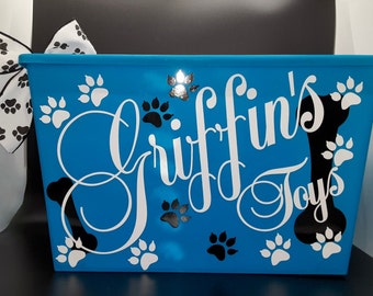 Personalized Dog Toy Basket: Rectangle Bone Design Dog toy box basket