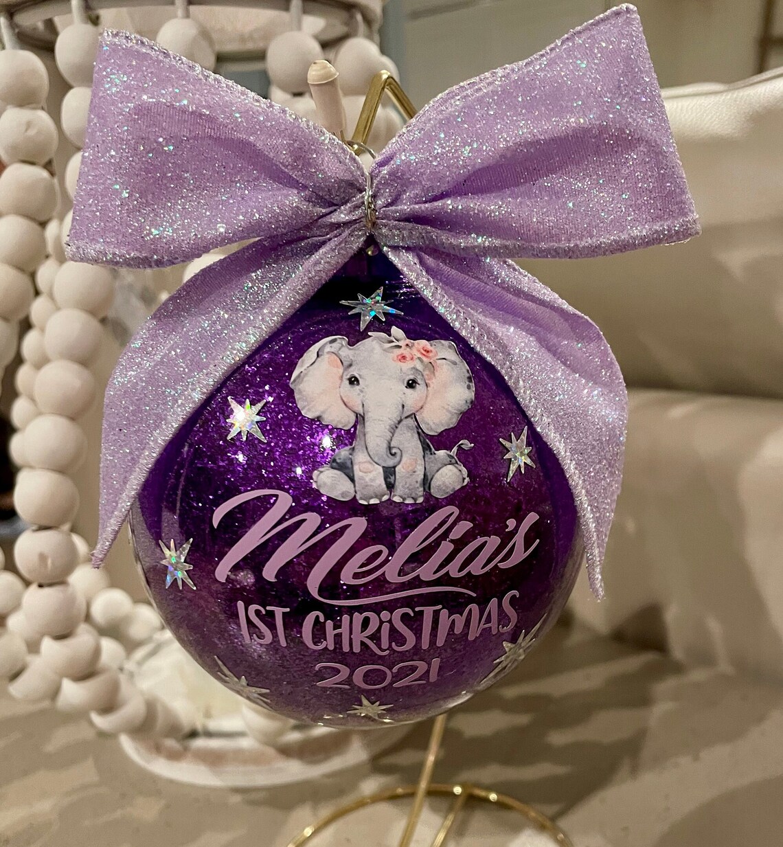 Baby's First Christmas Ornament Elephant Ornament Etsy