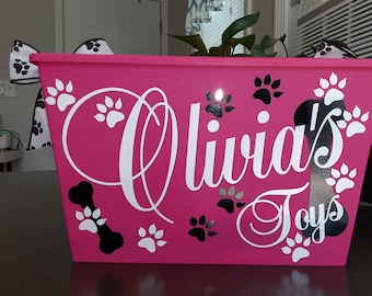 Personalized Dog Toy Basket: Rectangle Dog toy box basket