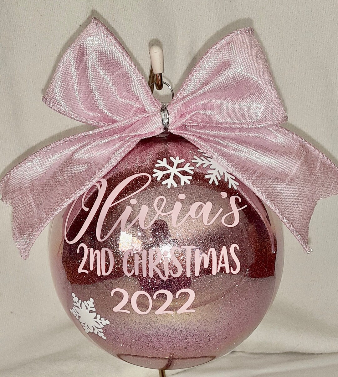Kids Christmas Ornament, Girl Ornament, Newborn Ornament, Rose Gold