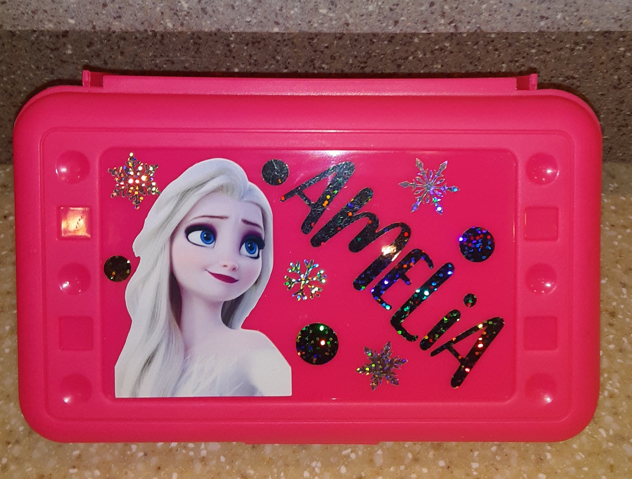 Frozen Character Single Zipper Snow Blue Pencil Case