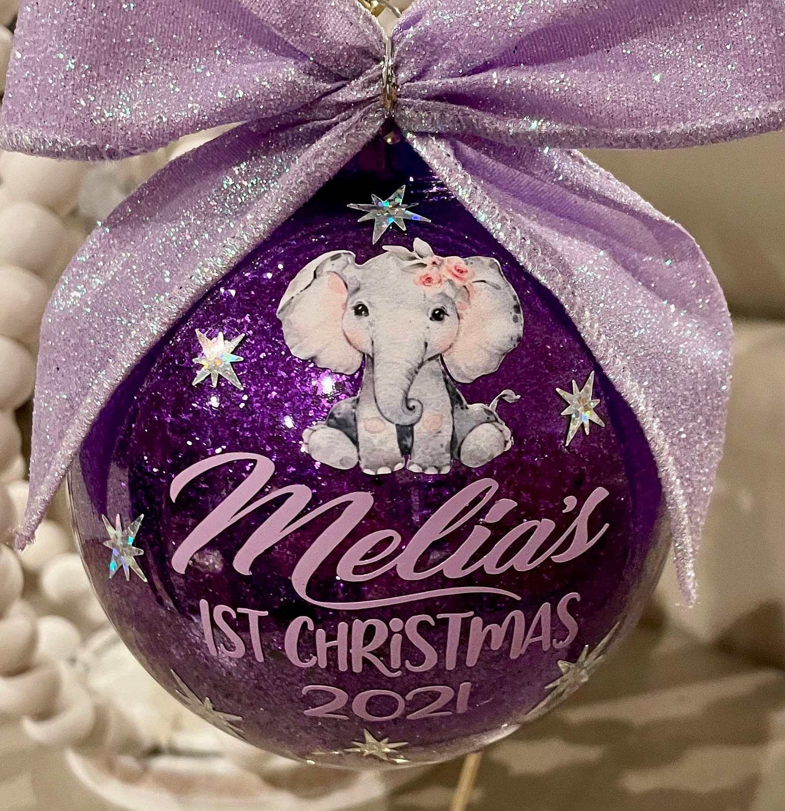 Baby's First Christmas Ornament Elephant Ornament Etsy