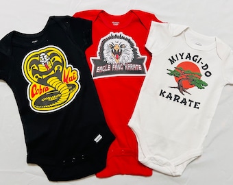 Cobra Kai, Miyagi Do, Eagle Fang Bodysuits / Onesie  (featured on the show)