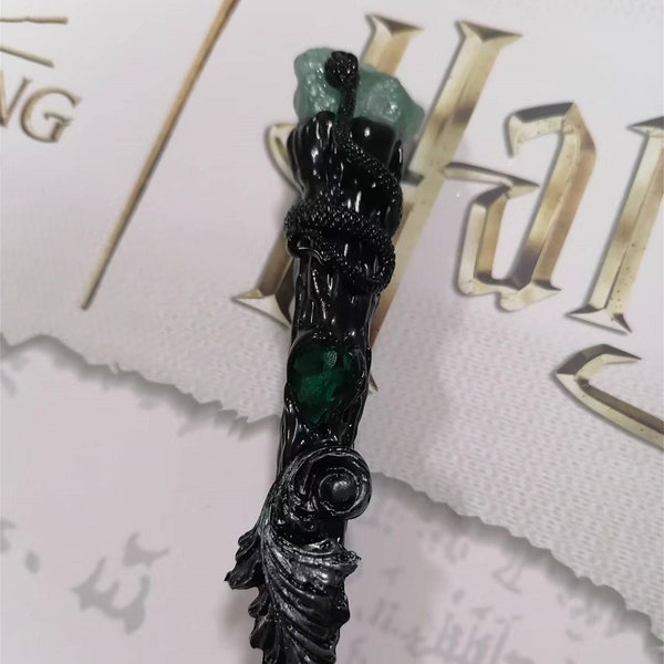 High Quality Snake Wand, Cosplay Wand for Halloween Party, Wood Wizard Wand, Crystal Witch Wand, Halloween Gifts, Birthday Gifts