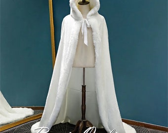Winter Warm Long Cloak, Adult Long Hooded Cape, Wedding Soft Robe, Handmade Long Cape with Hood, Wedding Bridal Cape