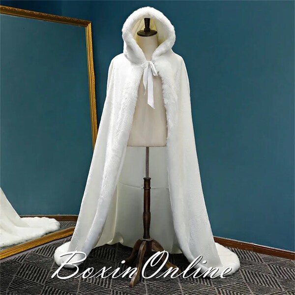 Winter Warm Long Cloak, Adult Long Hooded Cape, Wedding Soft Robe, Handmade Long Cape with Hood, Wedding Bridal Cape