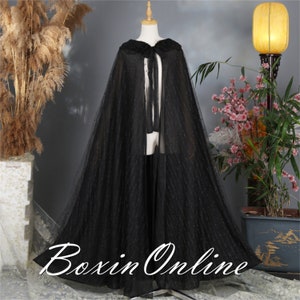 3 Colors White/Black/Red Long Cloak, Solid Color Long Cape, Handmade Thin Cloak with Collar, Creative Wizard Cloak, Costume Party