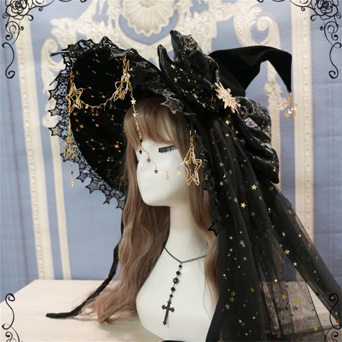 Original Starry Sky Witch Hat Gorgeous Lolita Black Bow-knot - Etsy