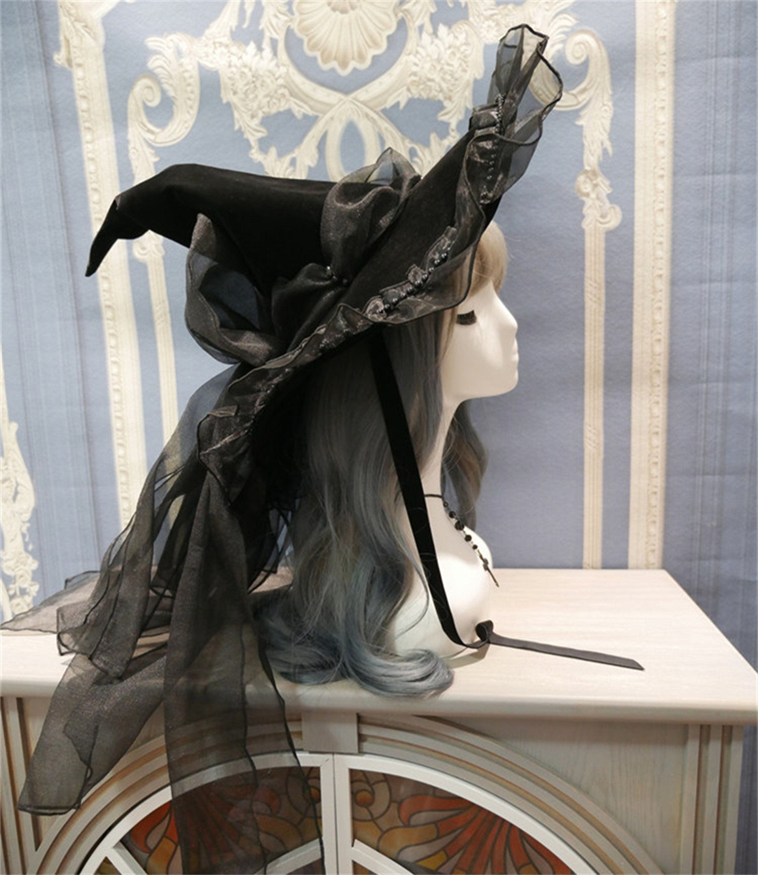 Gorgeous Witch Hat With Veil Velvet Halloween Cosplay Hat - Etsy