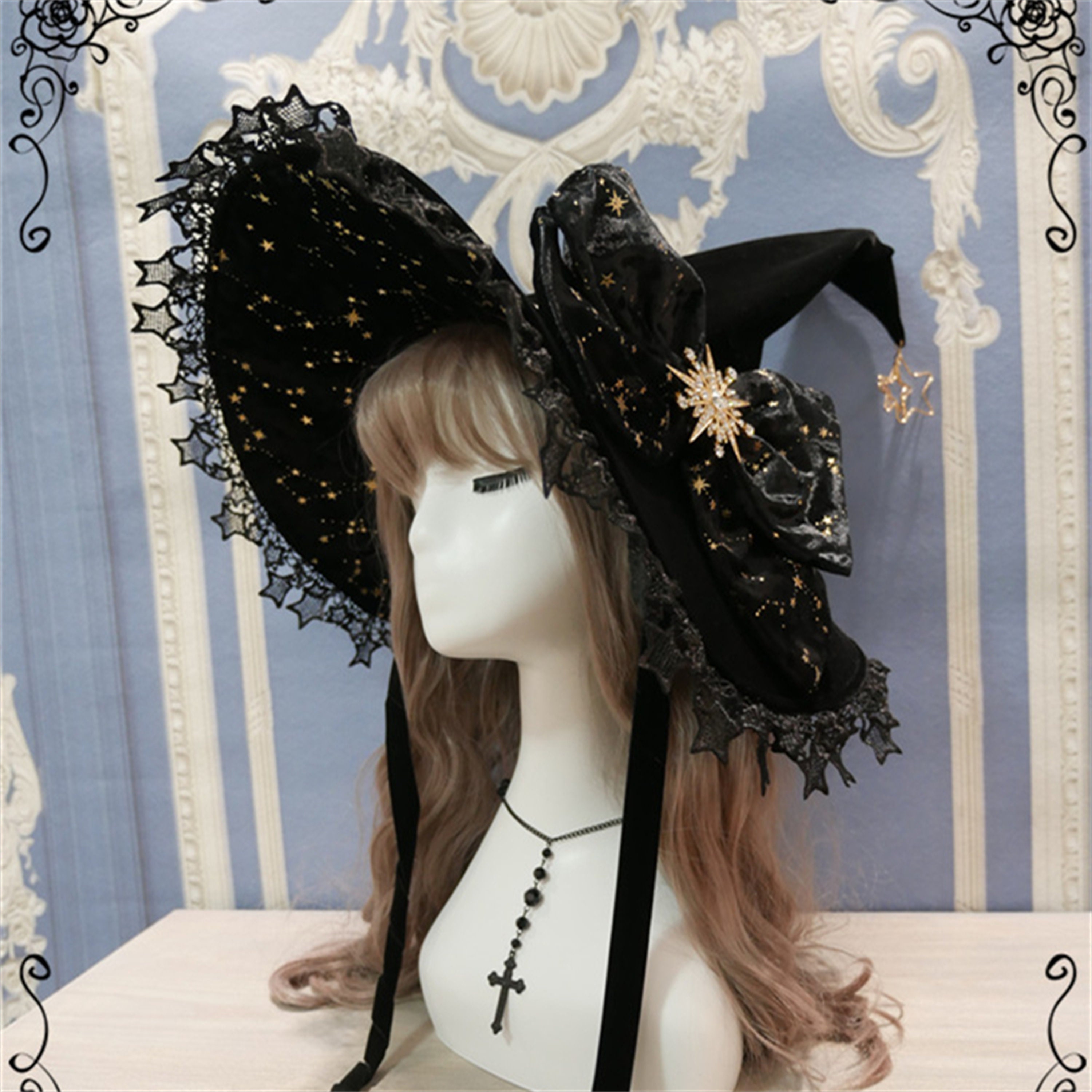 Original Starry Sky Witch Hat Gorgeous Lolita Black Bow-knot - Etsy