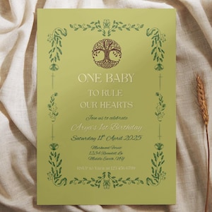 Elven inspired 1st birthday invitation template