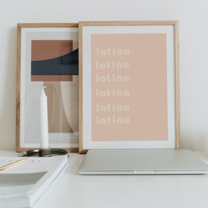 Latina printable wall art, Latinx female motivational boho 70&#39;s art, Bed room wall art, minimalist