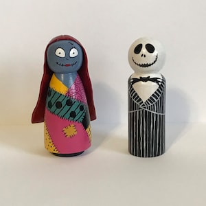 Jack and Sally “hand painted” Peg Dolls