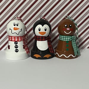 Painted clay pot Christmas ornament