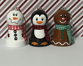 Painted clay pot Christmas ornament
