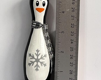 Mini Painted Wood Penguin Bowling Pin: Christmas Decor - Etsy