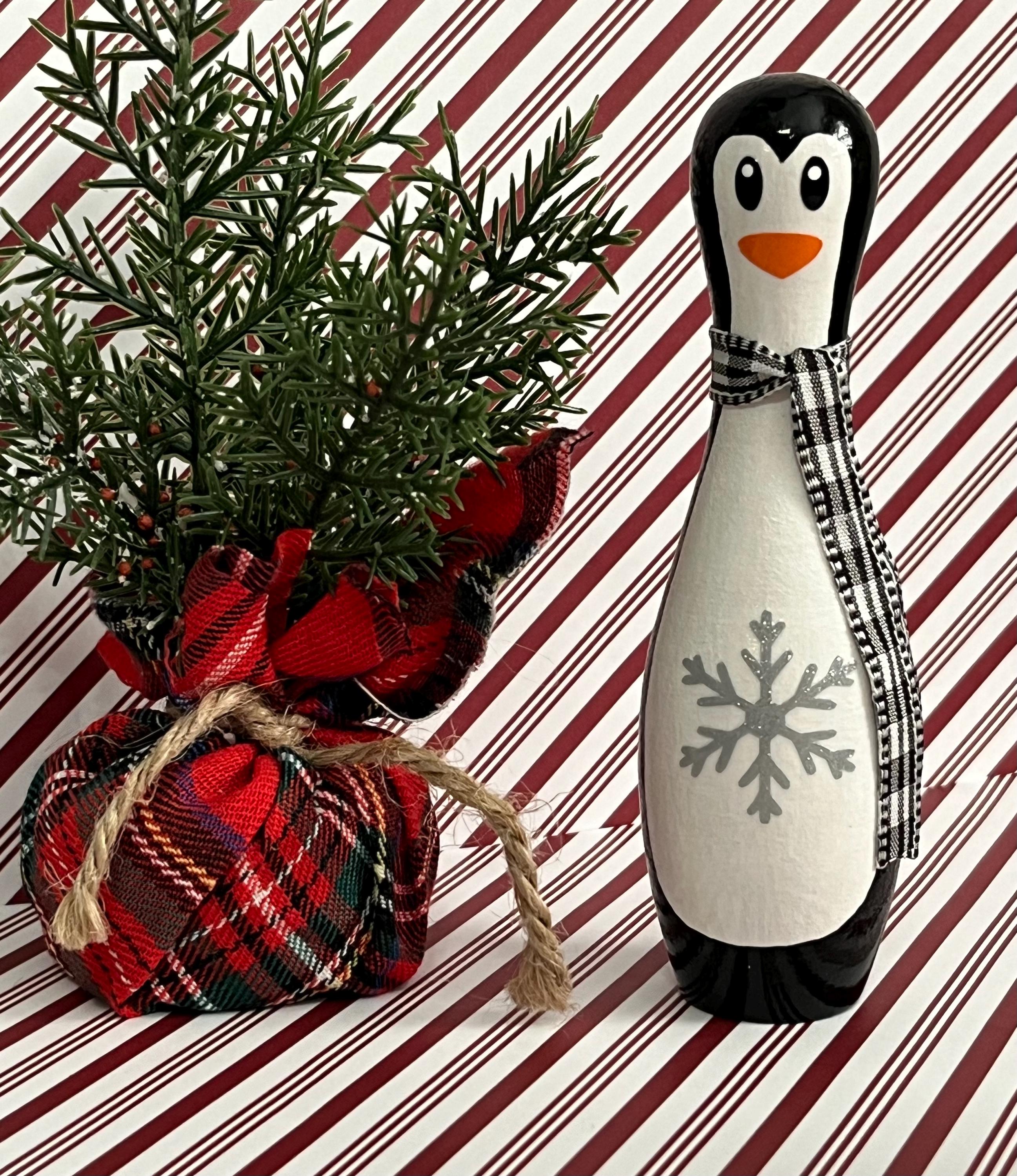 Mini Painted Wood Penguin Bowling Pin: Christmas Decor - Etsy