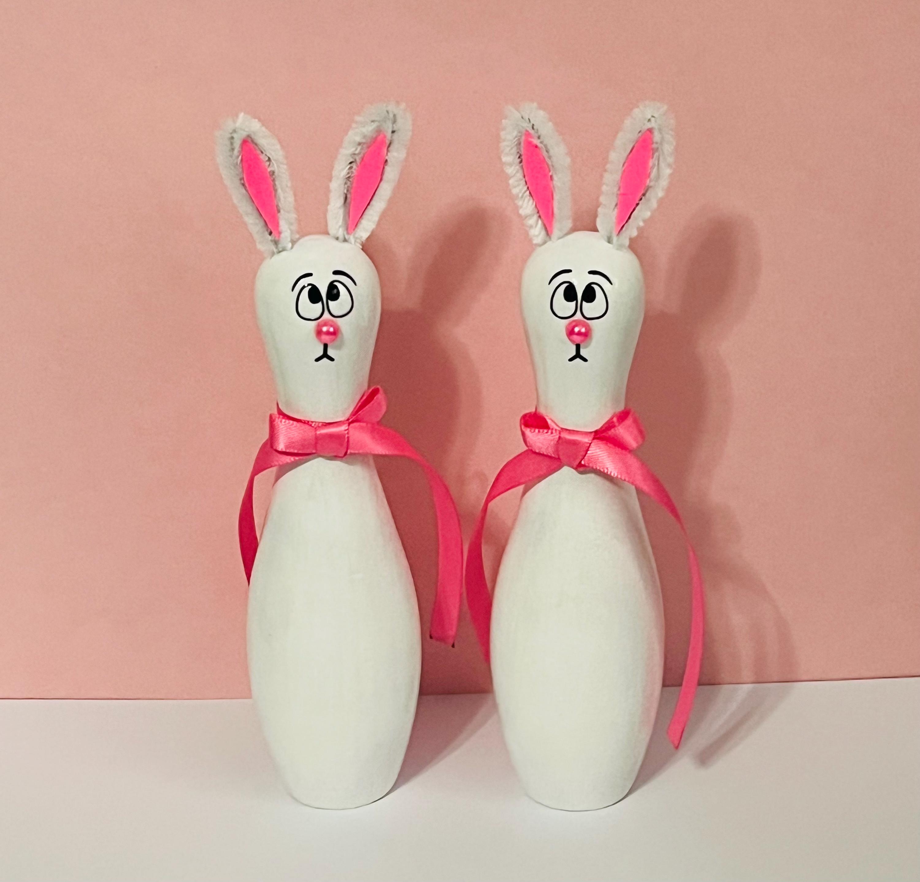 Bowling Pin Bean ポーリングピン人形 Painted Mini Bowling Pin Bunny: Easter Whimsical Decor - Etsy