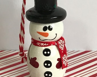 Wooden Snowman Ornament