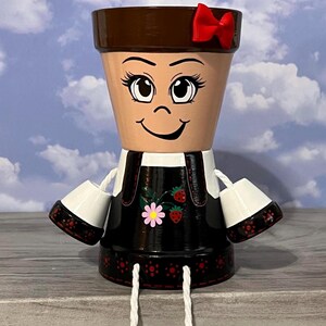 Mini flowerpot person, Painted terra-cotta
