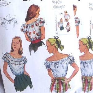 Easy to Sew 1940's Re-issue Peasant top Simplicity # 9538- You Choose size